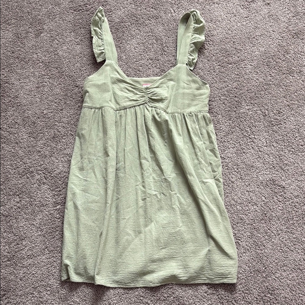 Light Green Dress with Ruffled Straps - Size Large